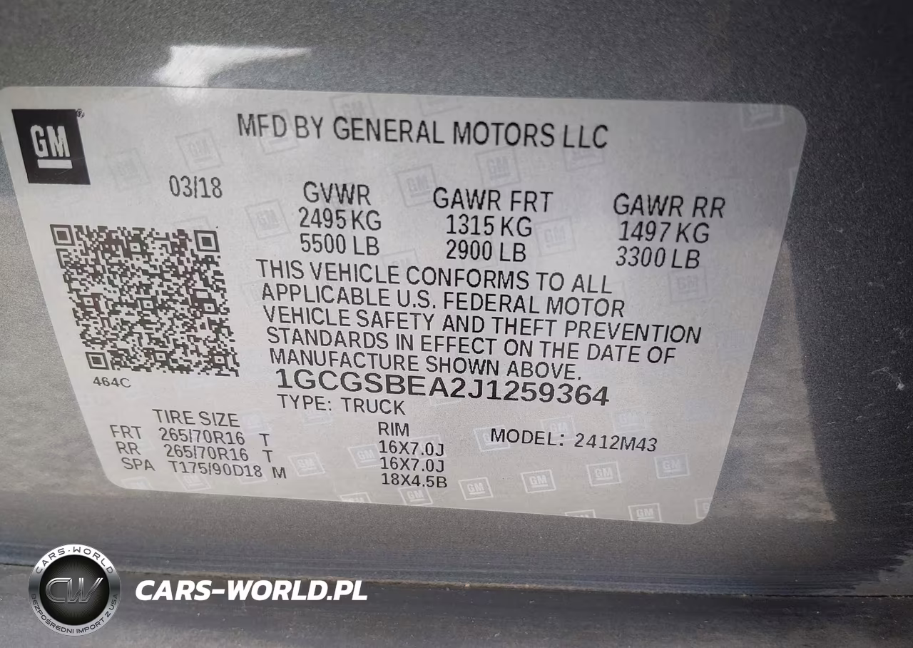2018 Chevrolet Colorado Wt VIN:1GCGSBEA2J1259364 - 9