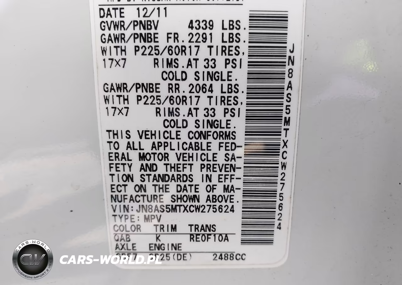 2012 Nissan Rogue Sv VIN:JN8AS5MTXCW275624 - 9