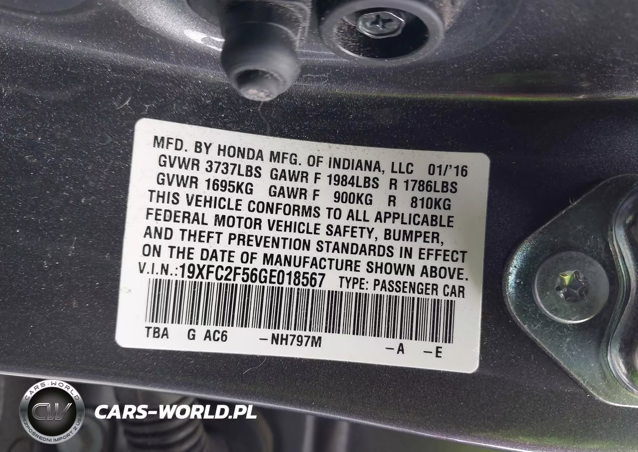 2016 Honda Civic Lx VIN:19XFC2F56GE018567 - 9