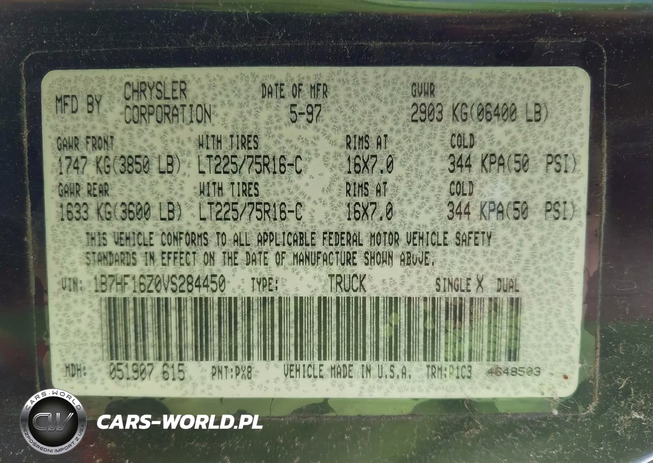 1997 Dodge Ram 1500 Lt VIN:1B7HF16Z0VS284450 - 9