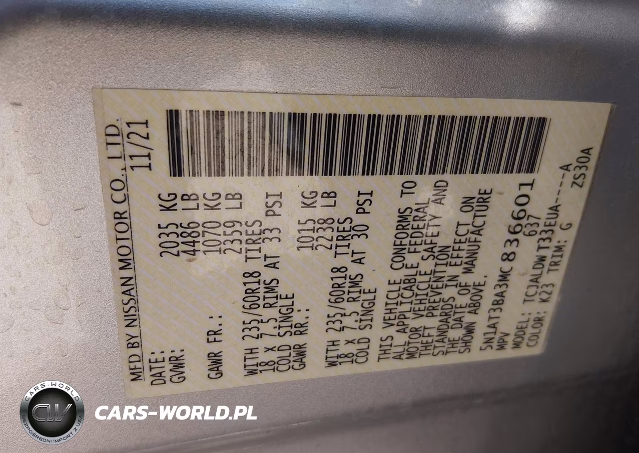 2021 Nissan Rogue Sv Fwd VIN:5N1AT3BA3MC836601 - 9