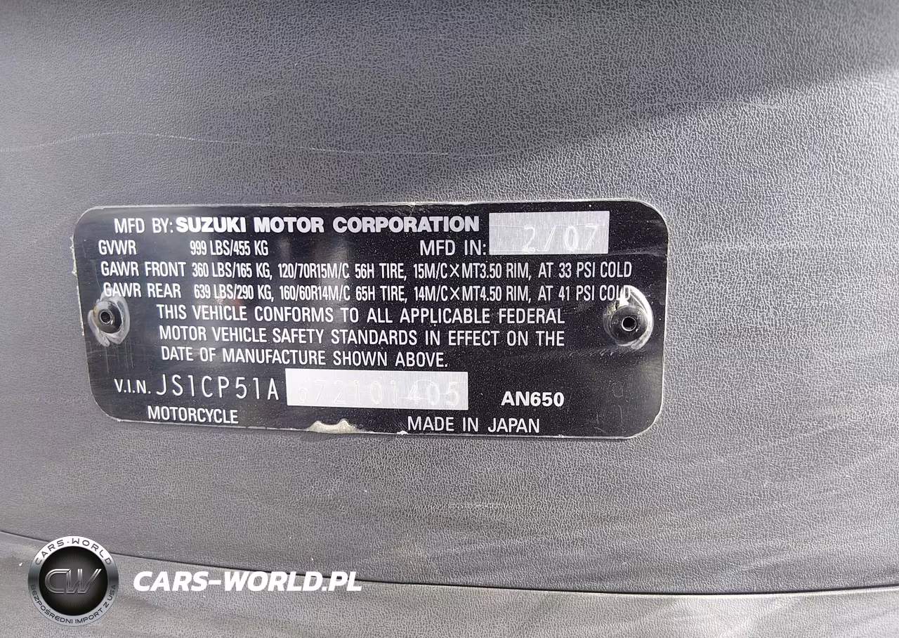 2007 Suzuki An650 VIN:JS1CP51A672101405 - 10