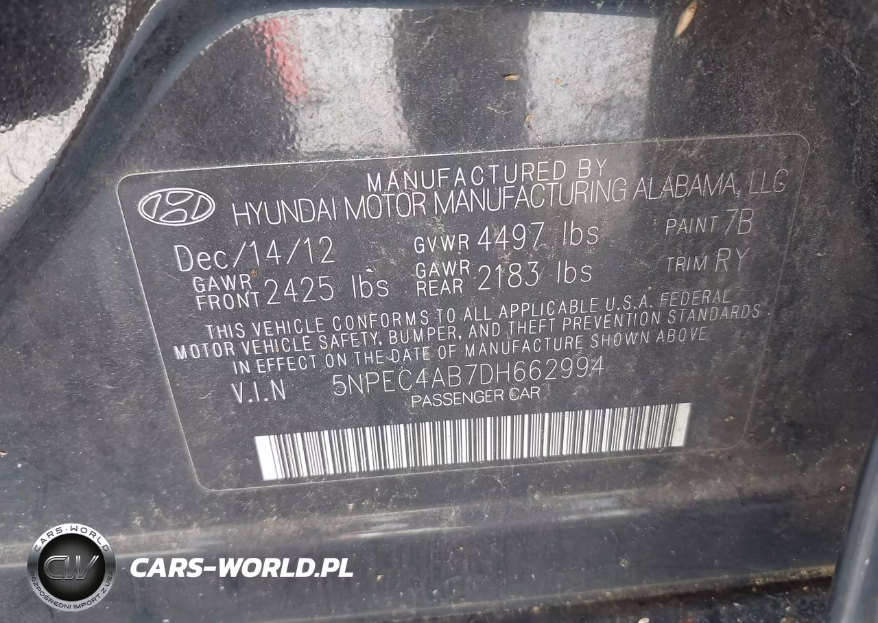 2013 Hyundai Sonata Se 2.0T VIN:5NPEC4AB7DH662994 - 9
