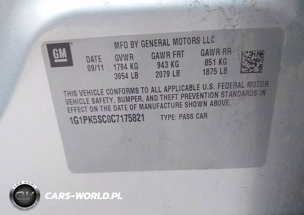 2012 Chevrolet Cruze Eco VIN:1G1PK5SC0C7175821 - 9