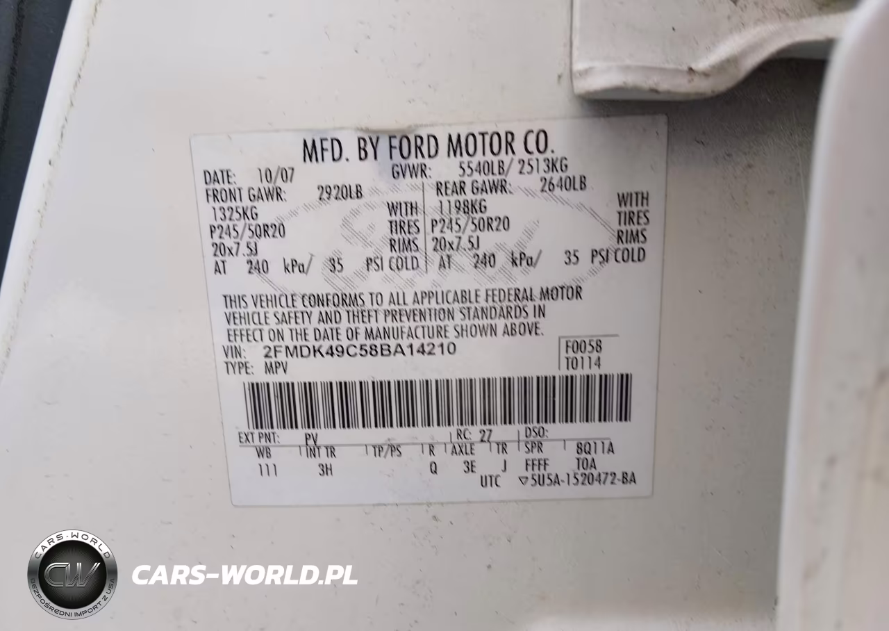 2008 Ford Edge Limited VIN:2FMDK49C58BA14210 - 9