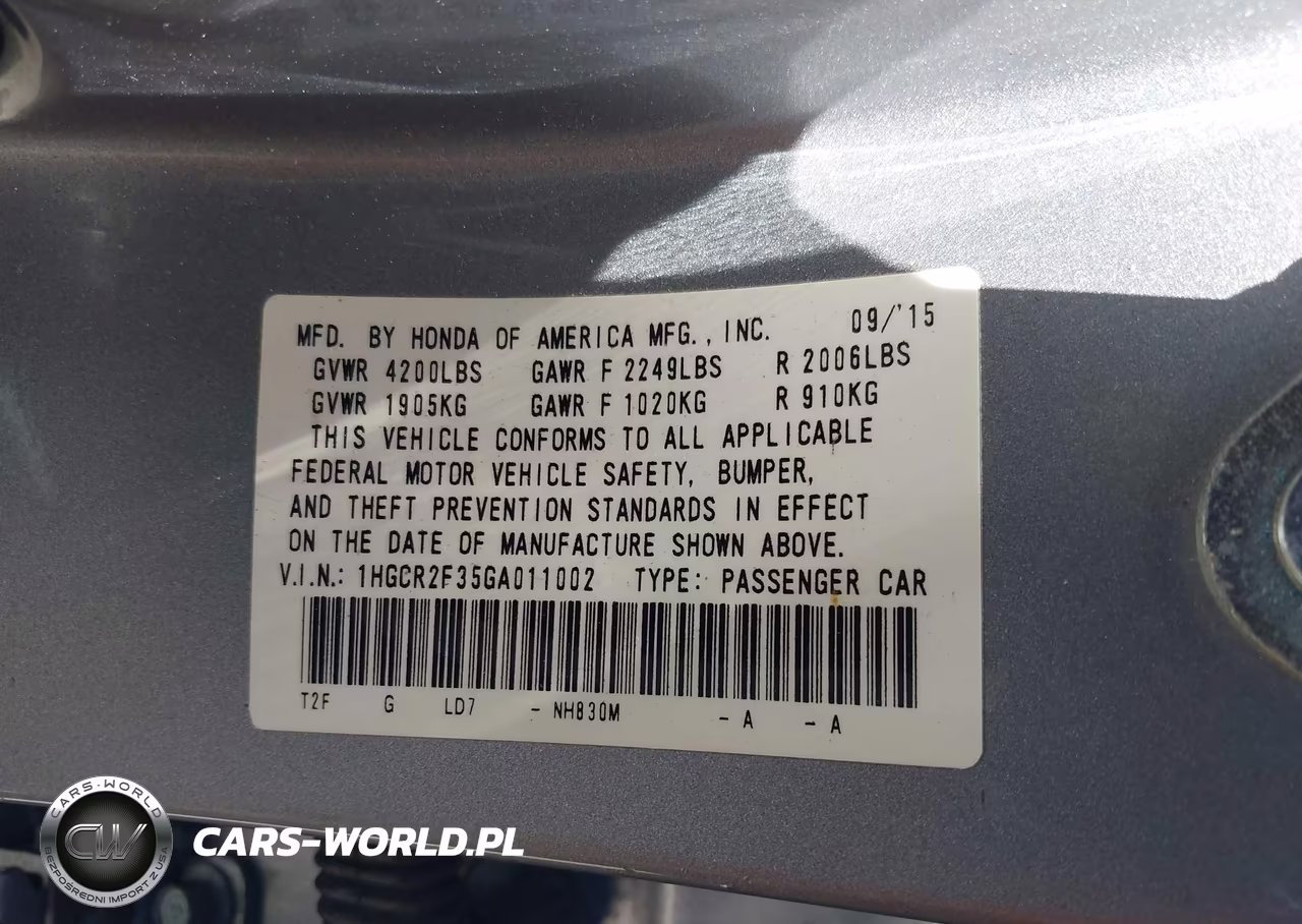 2016 Honda Accord Lx VIN:1HGCR2F35GA011002 - 9