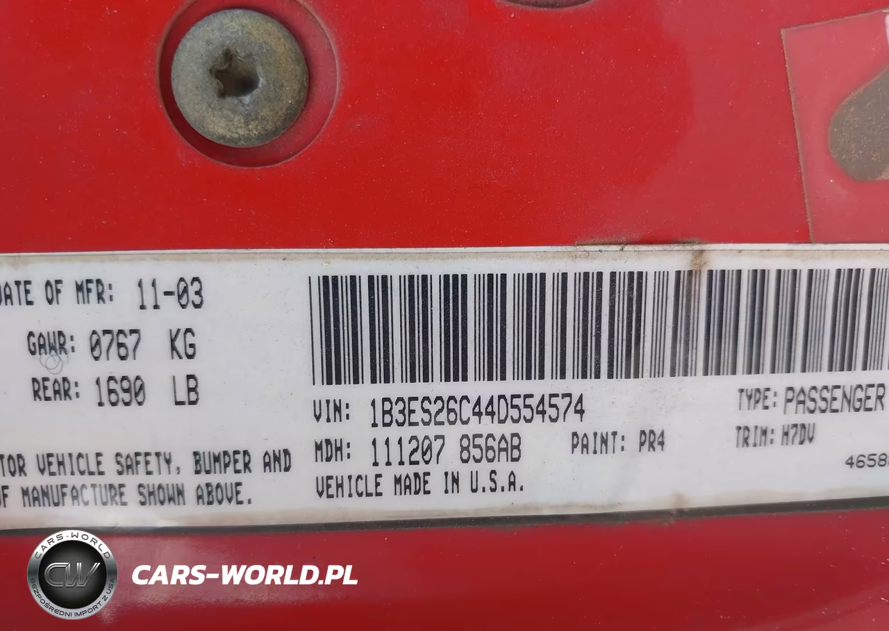 2004 Dodge Neon Se VIN:1B3ES26C44D554574 - 9