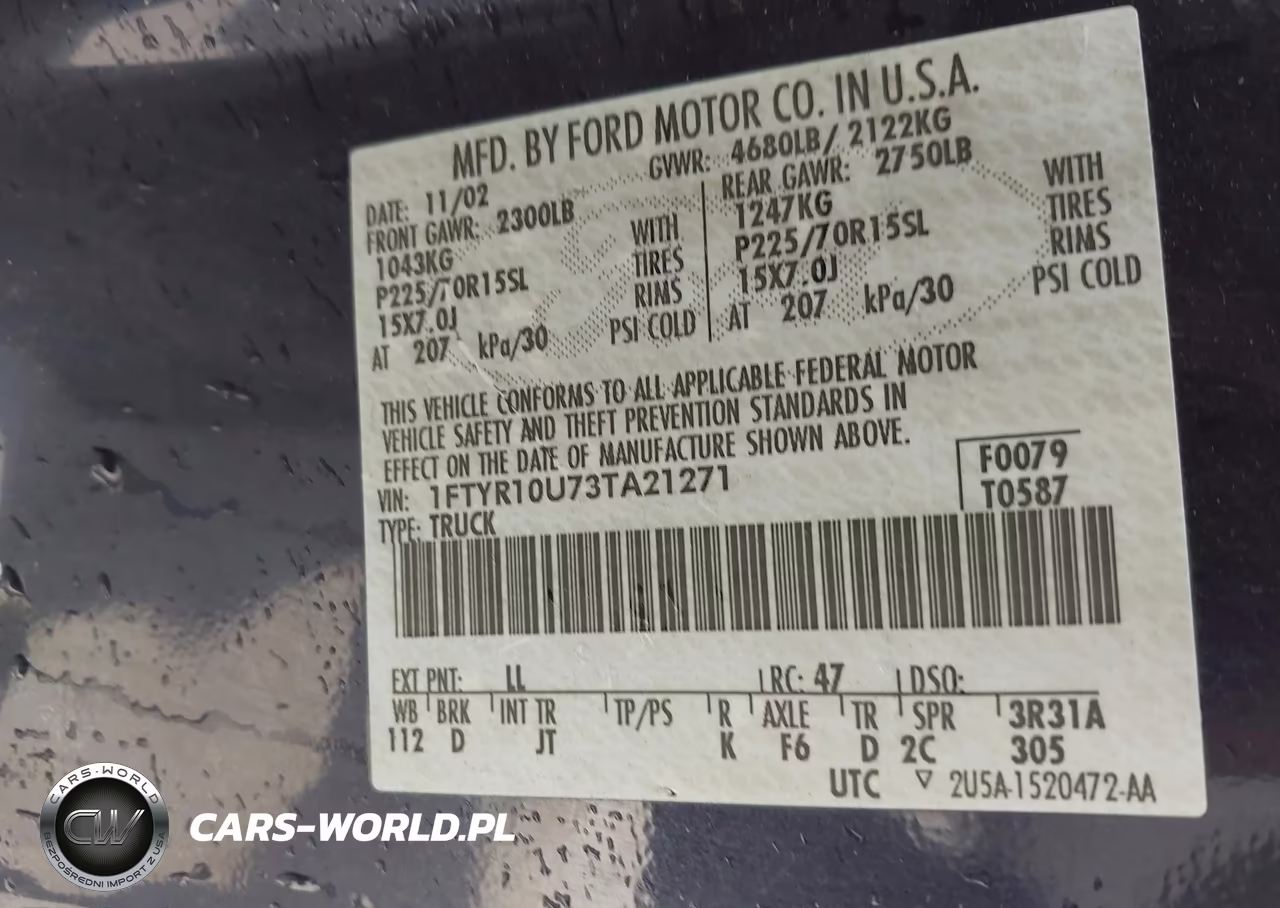 2003 Ford Ranger Edge-Xl-Xlt VIN:1FTYR10U73TA21271 - 9