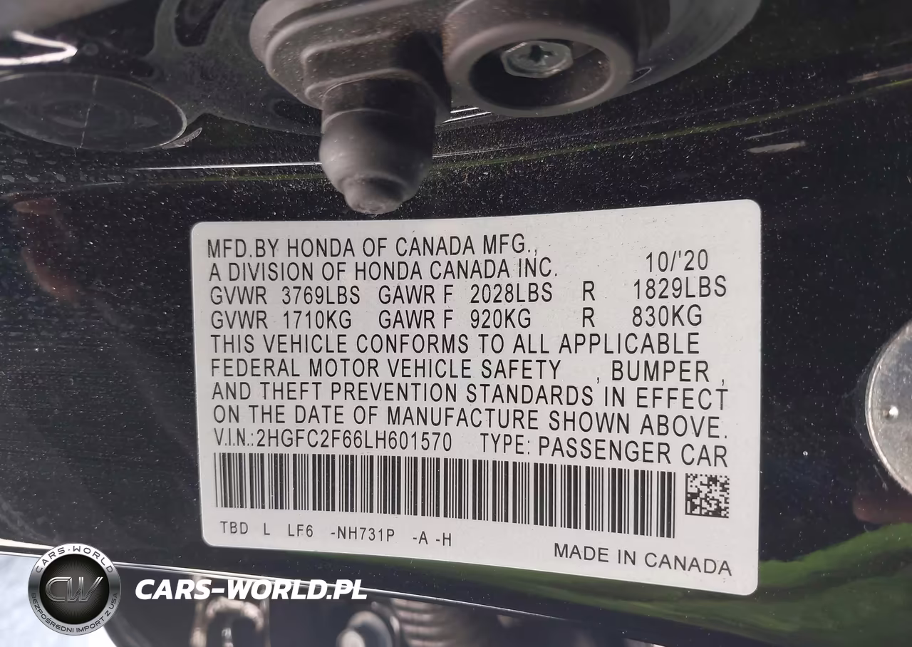 2020 Honda Civic Lx VIN:2HGFC2F66LH601570 - 9