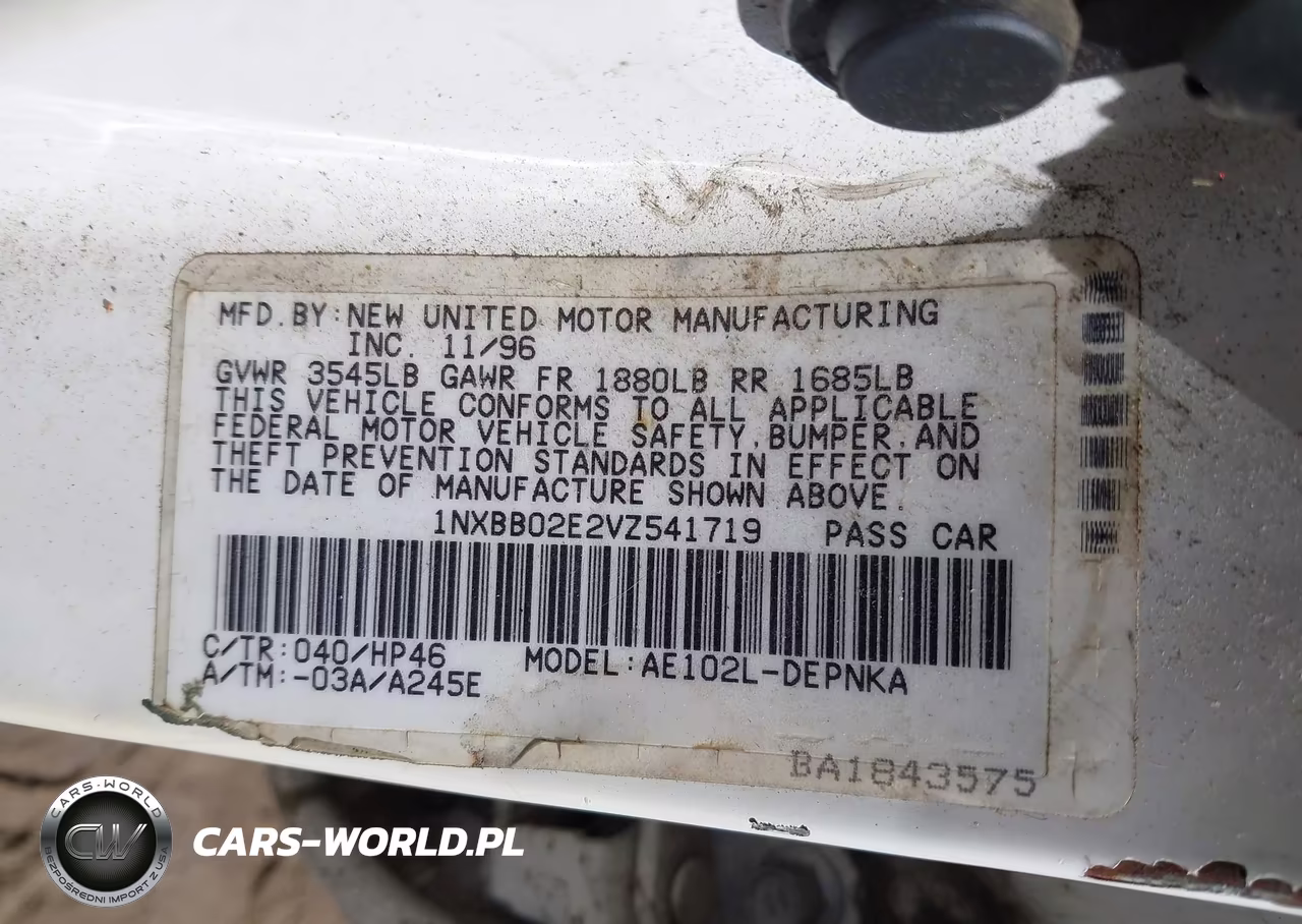 1997 Toyota Corolla Dx VIN:1NXBB02E2VZ541719 - 9