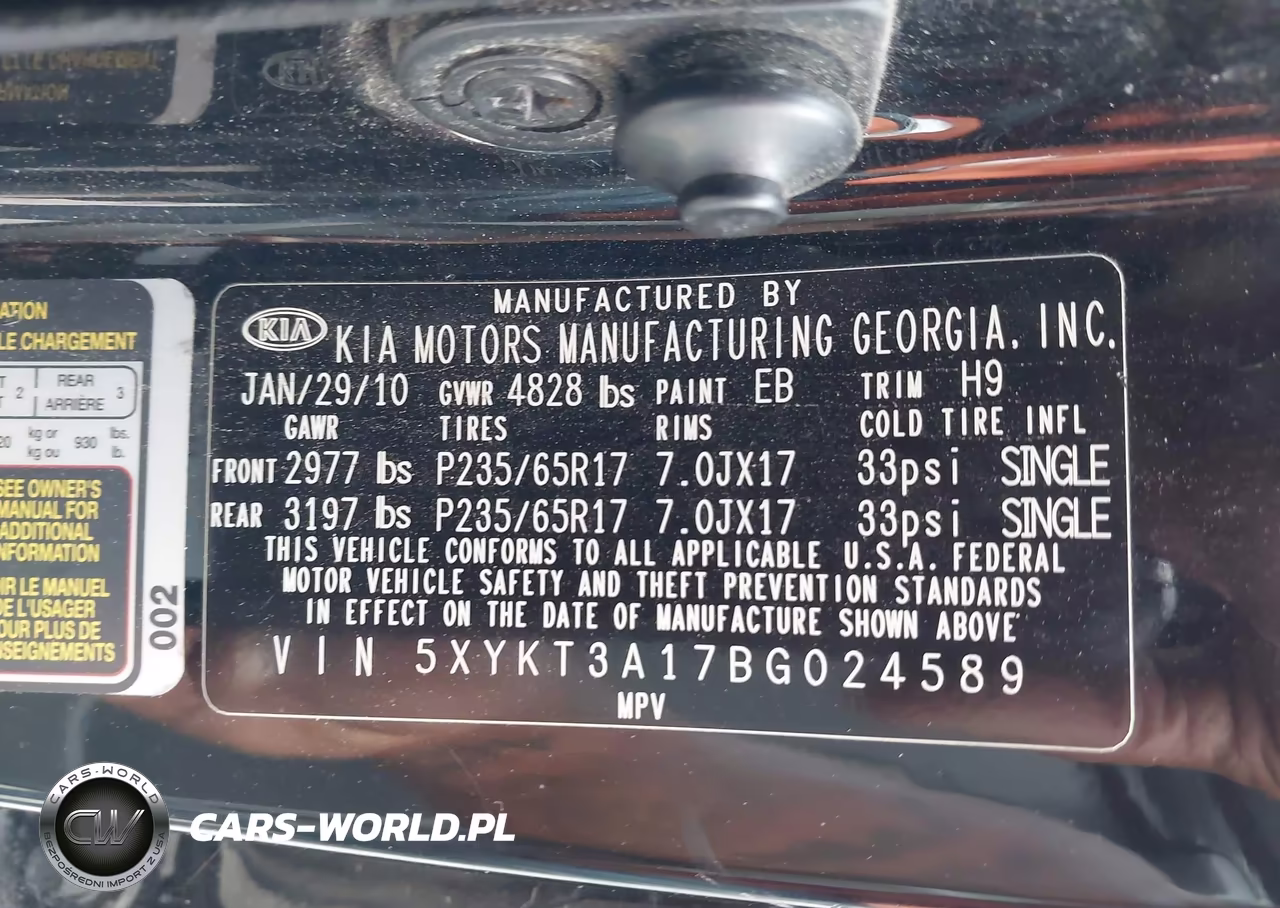 2011 Kia Sorento Lx VIN:5XYKT3A17BG024589 - 9