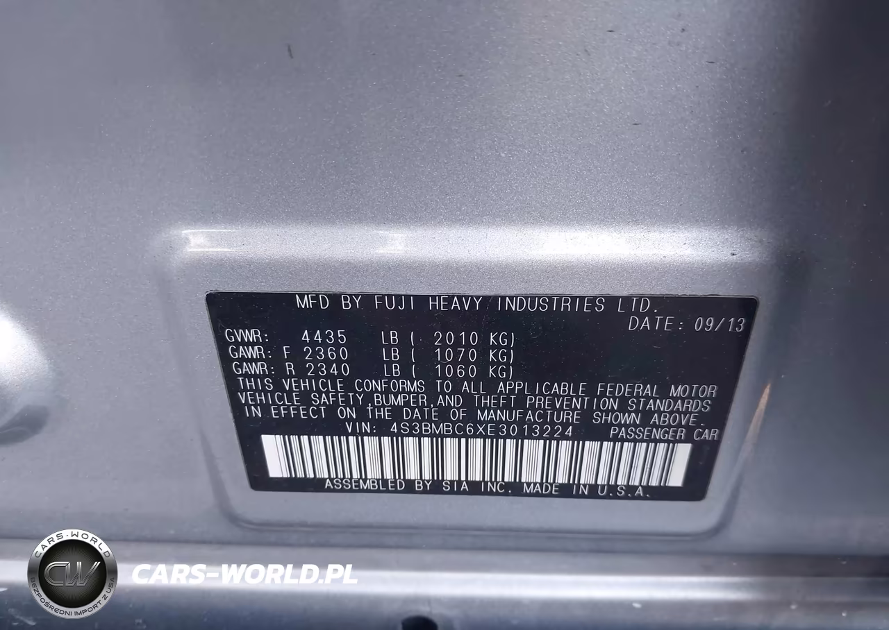 2014 Subaru Legacy 2.5I Premium VIN:4S3BMBC6XE3013224 - 9
