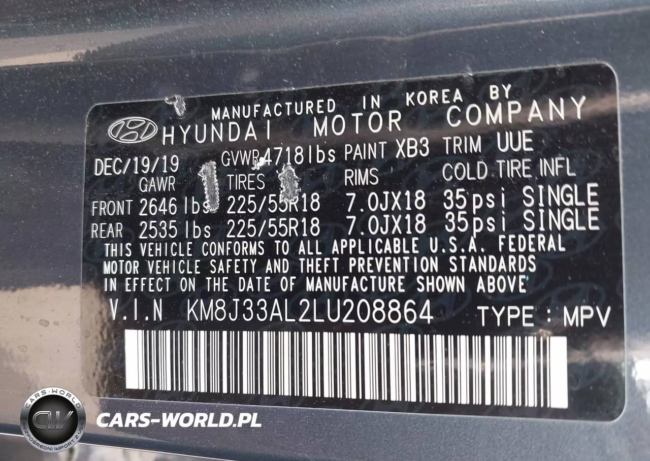 2020 Hyundai Tucson Sel VIN:KM8J33AL2LU208864 - 9