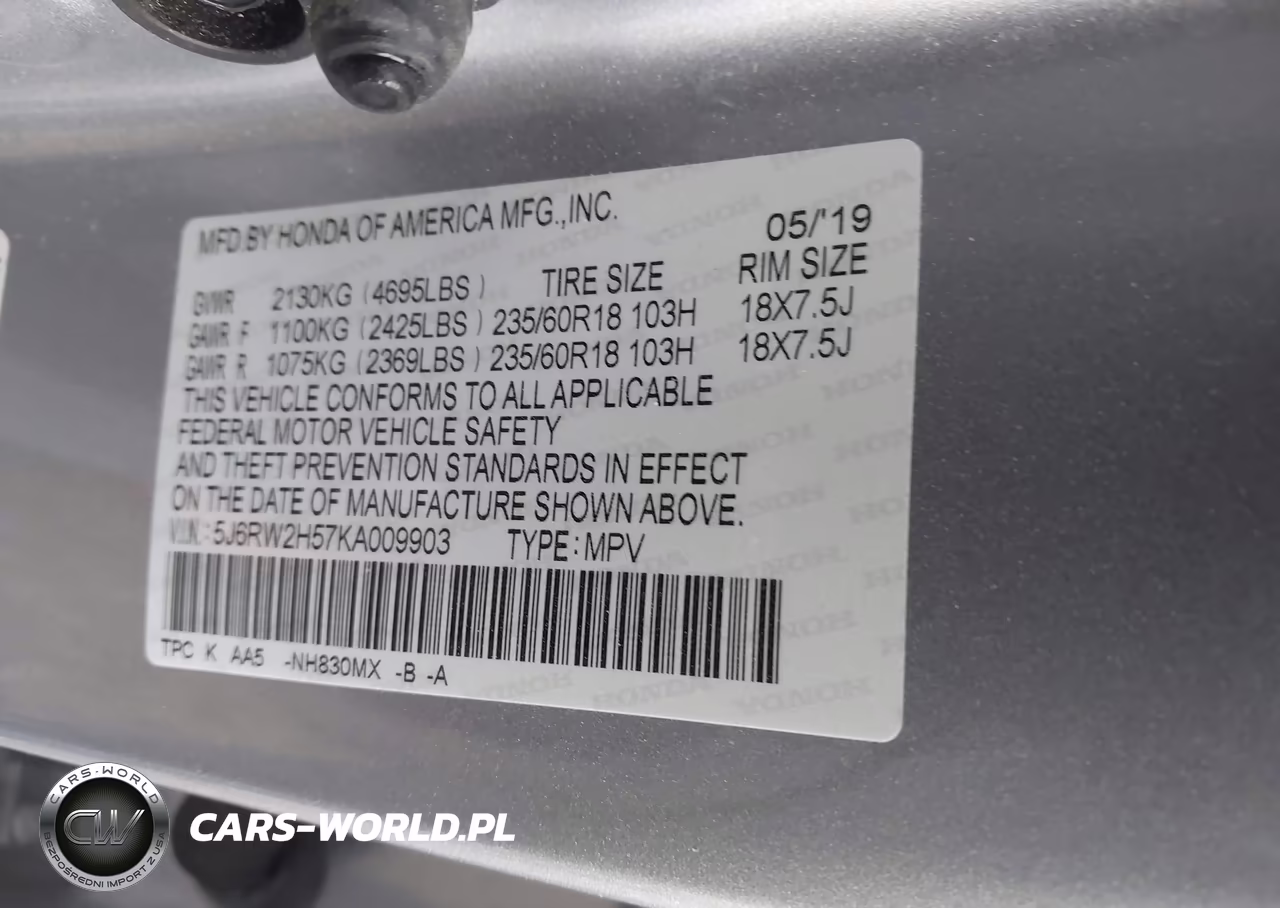 2019 Honda Cr-V Ex VIN:5J6RW2H57KA009903 - 9