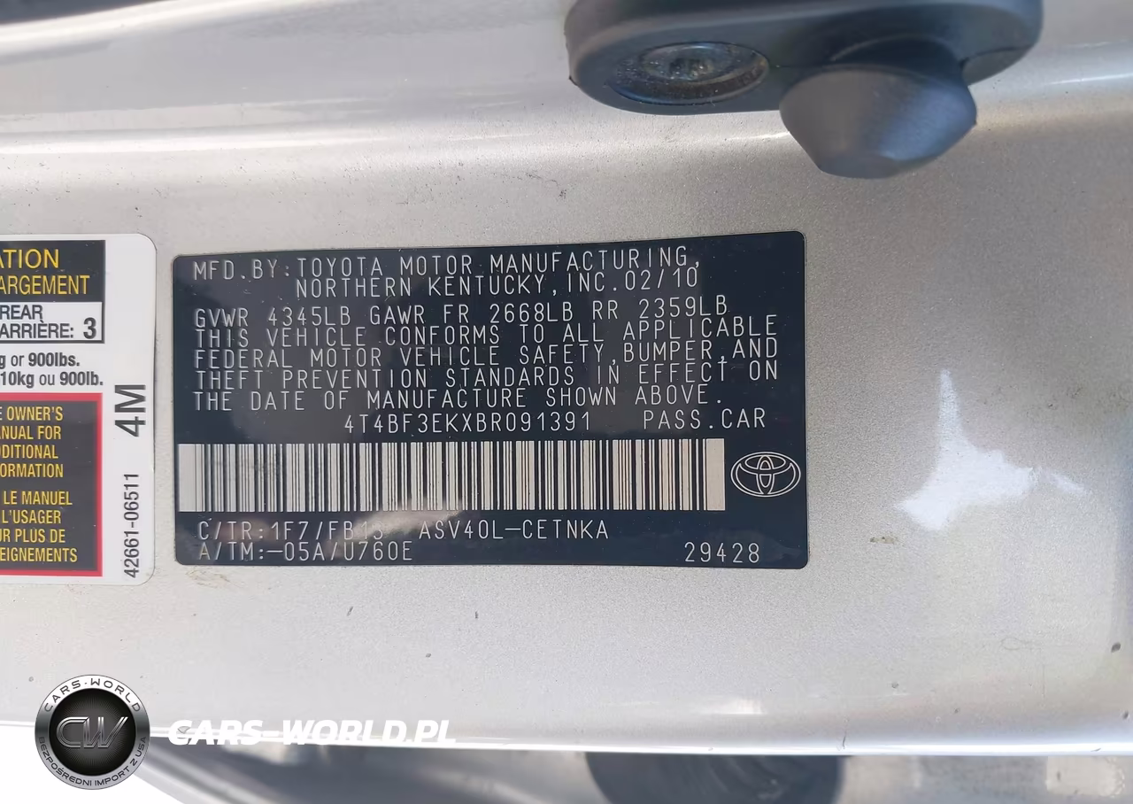 2011 Toyota Camry Le VIN:4T4BF3EKXBR091391 - 9