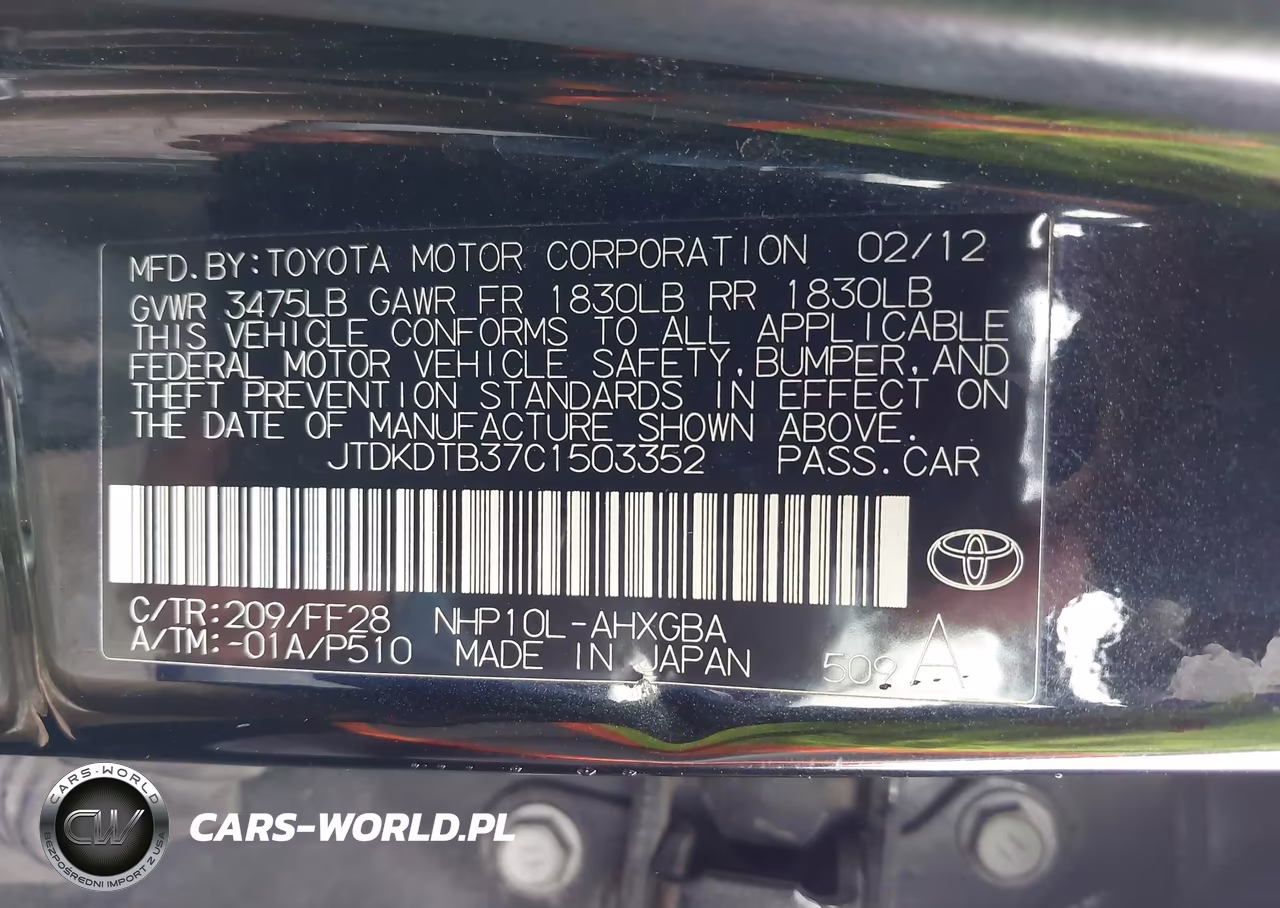 2012 Toyota Prius C Three VIN:JTDKDTB37C1503352 - 9