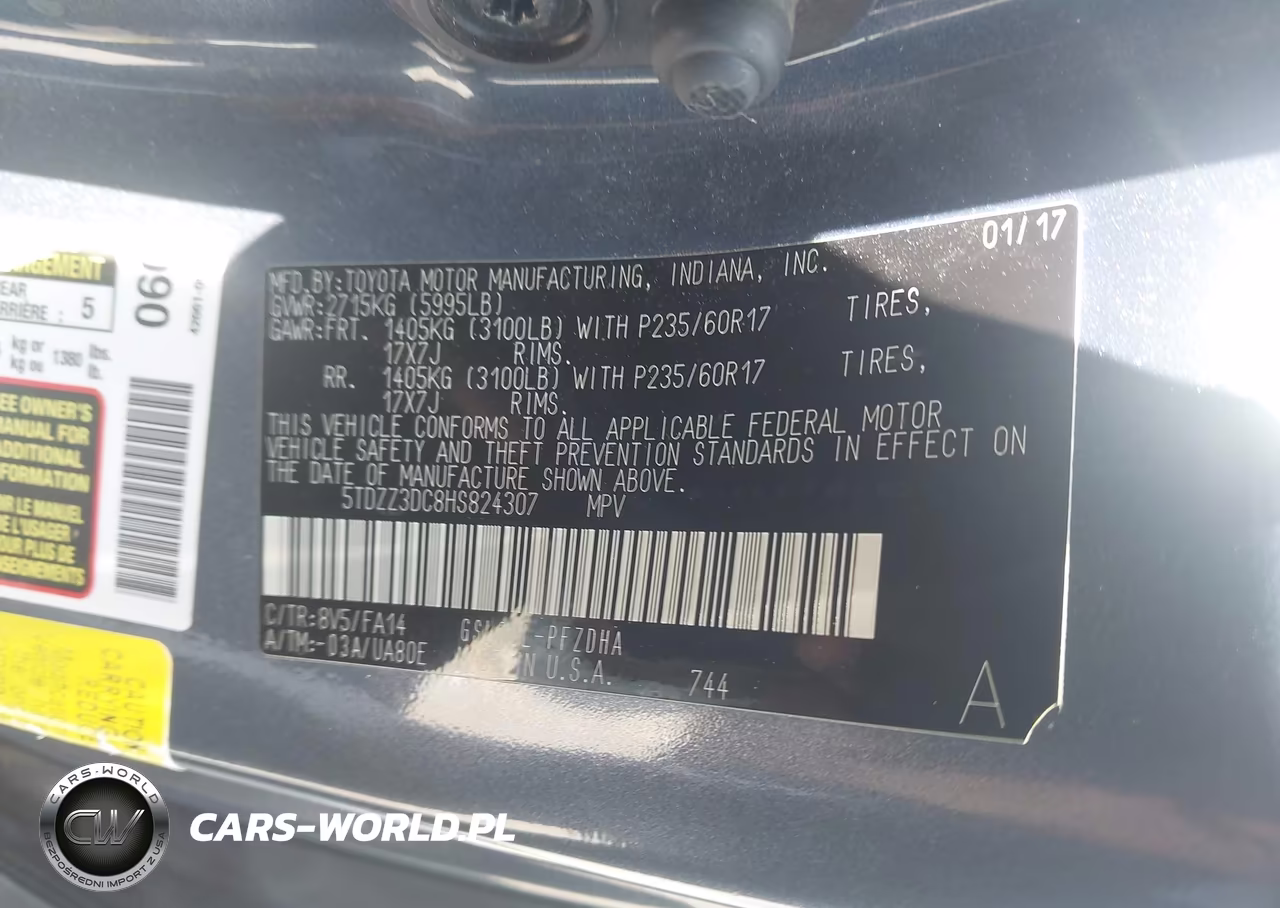 2017 Toyota Sienna L 7 Passenger VIN:5TDZZ3DC8HS824307 - 9