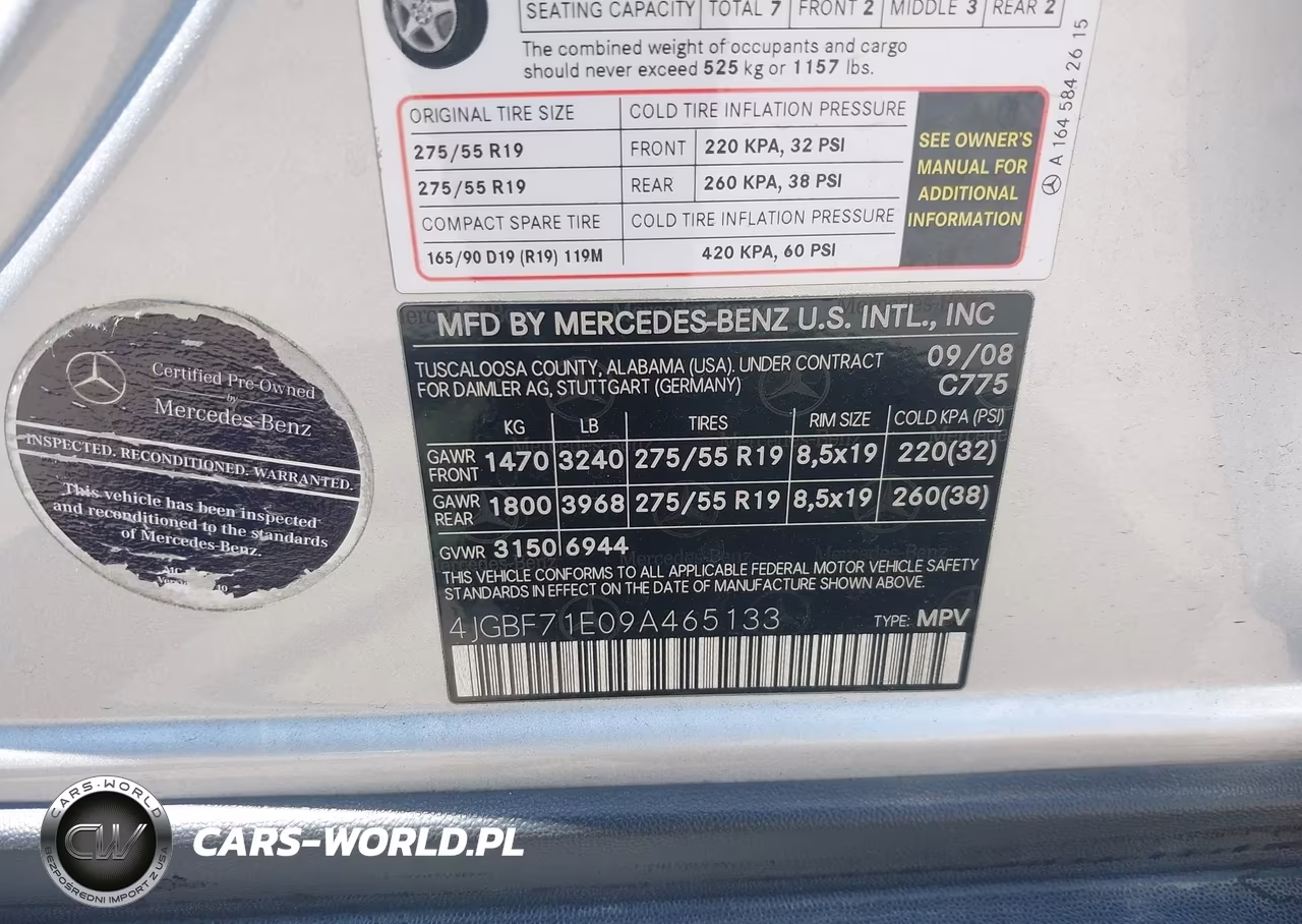 2009 Mercedes-Benz Gl 450 4Matic VIN:4JGBF71E09A465133 - 9