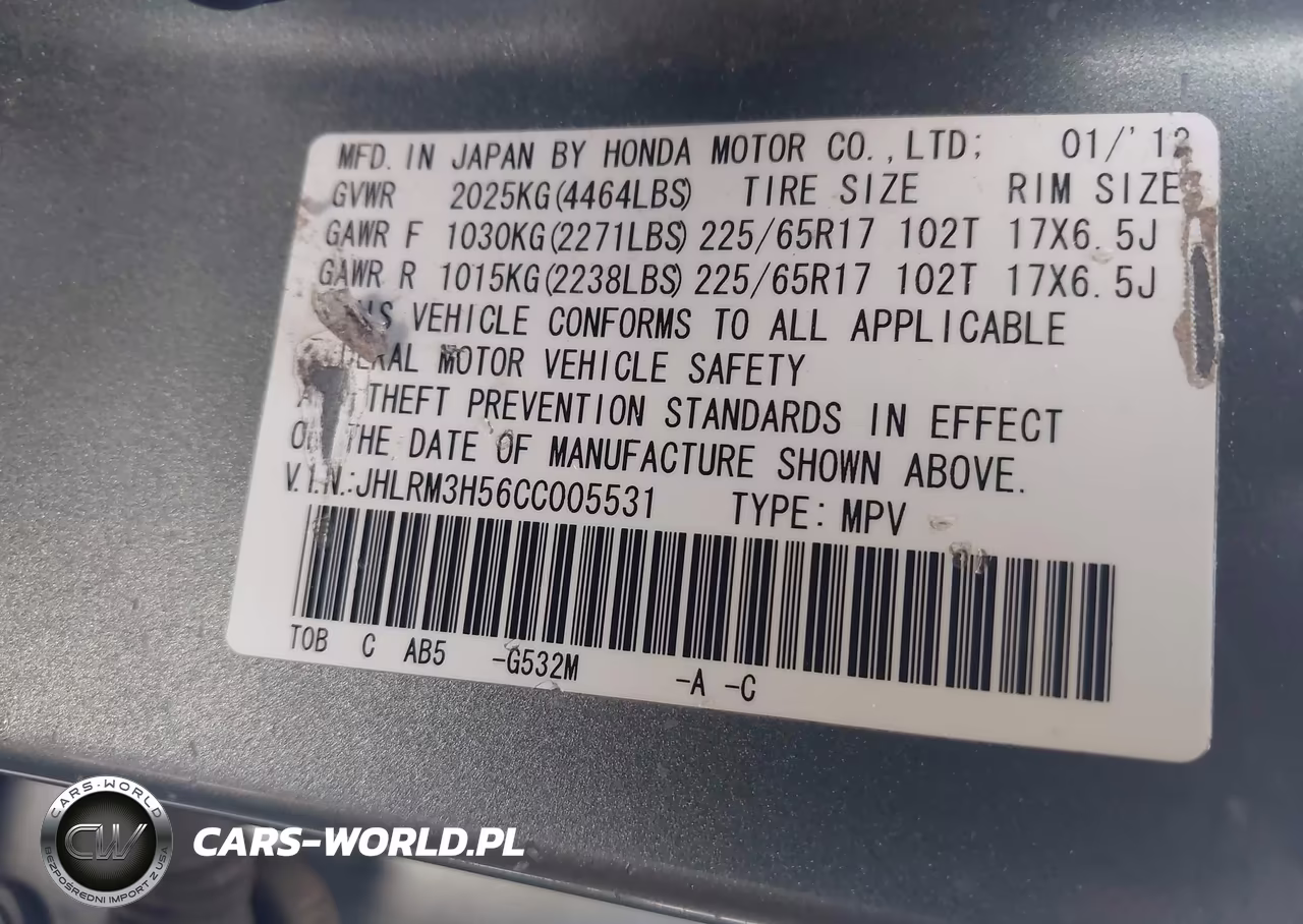 2012 Honda Cr-V Ex VIN:JHLRM3H56CC005531 - 9