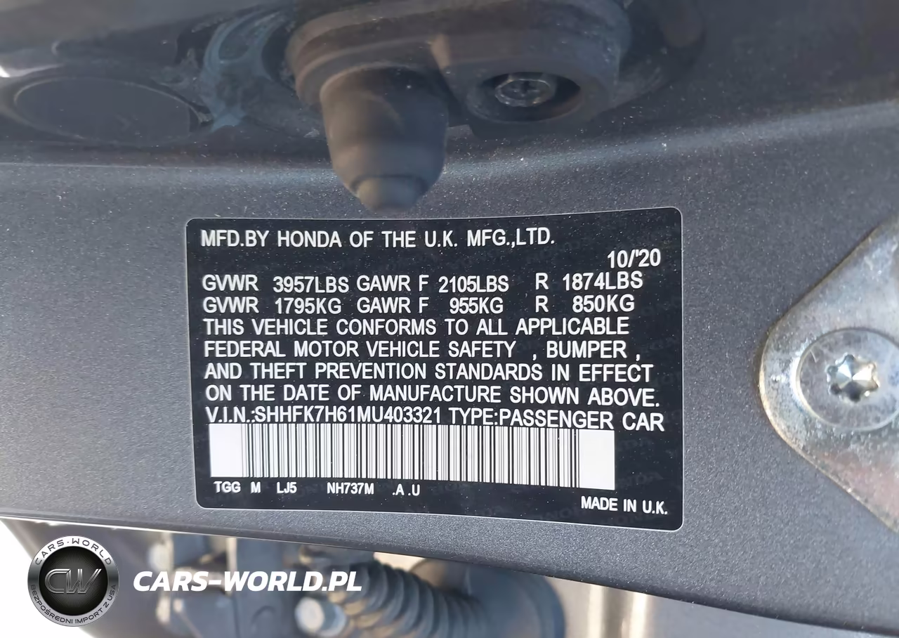 2021 Honda Civic Ex VIN:SHHFK7H61MU403321 - 9