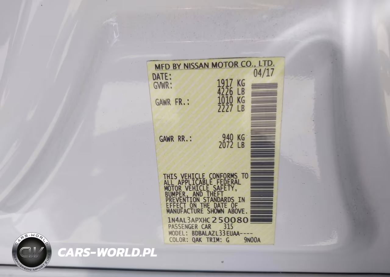 2017 Nissan Altima 2.5 VIN:1N4AL3APXHC250080 - 9