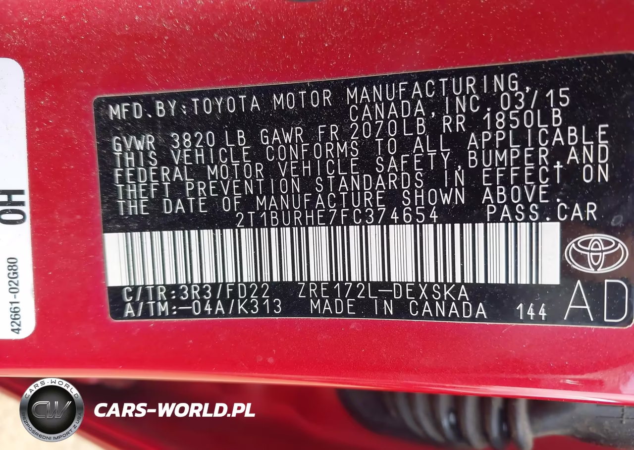 2015 Toyota Corolla S Plus VIN:2T1BURHE7FC374654 - 9