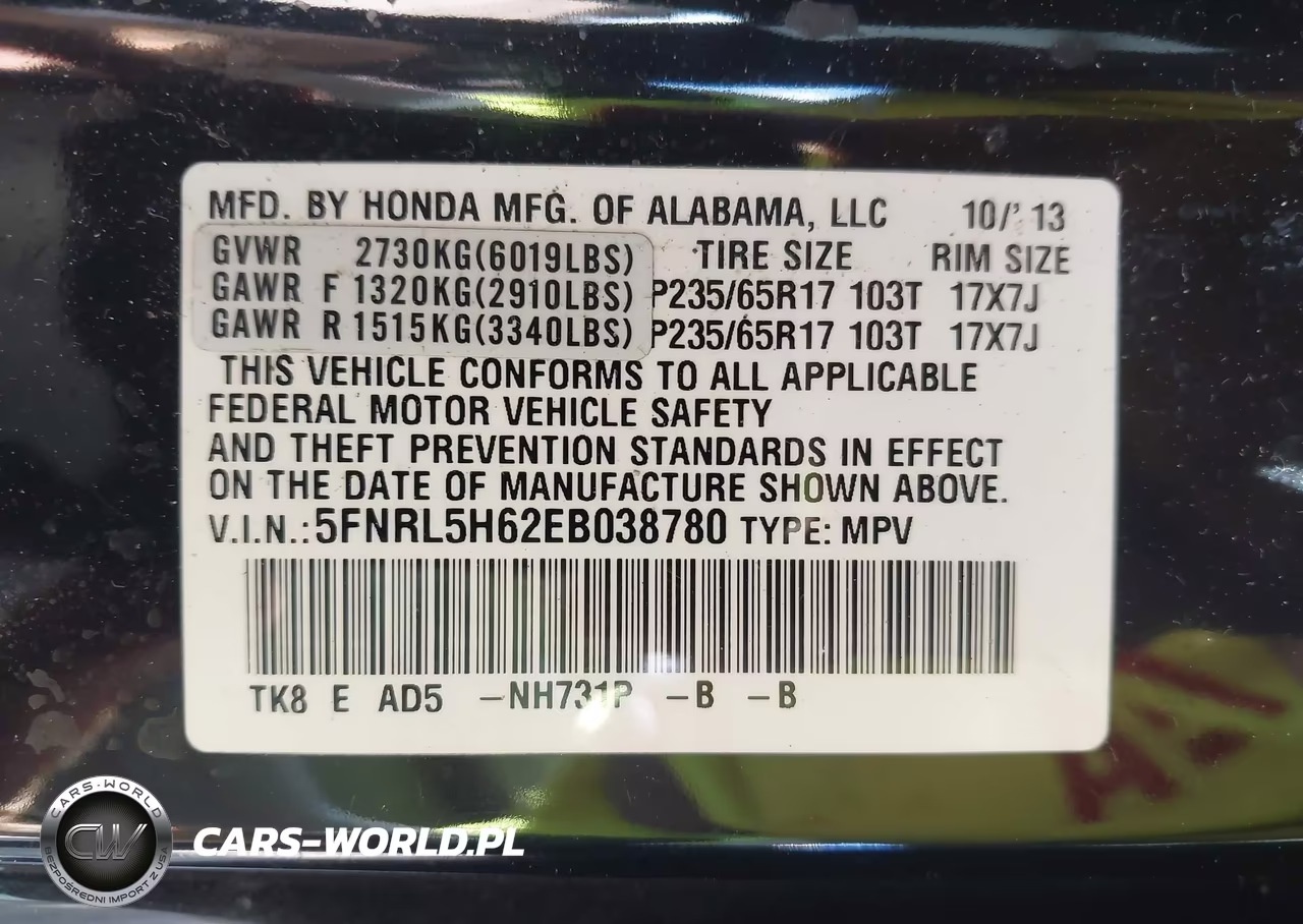 2014 Honda Odyssey Ex-L VIN:5FNRL5H62EB038780 - 9