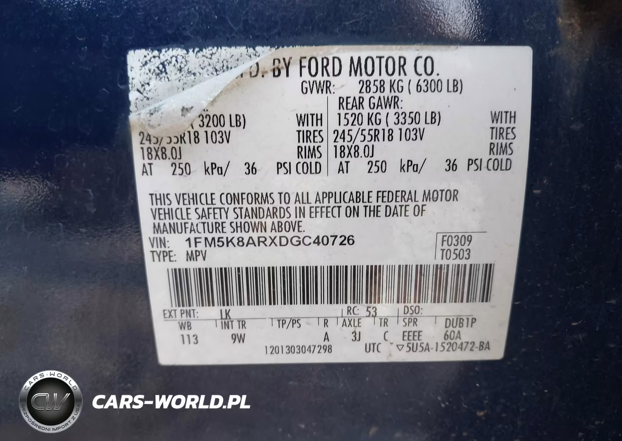 2013 Ford Utility Police Interceptor VIN:1FM5K8ARXDGC40726 - 9
