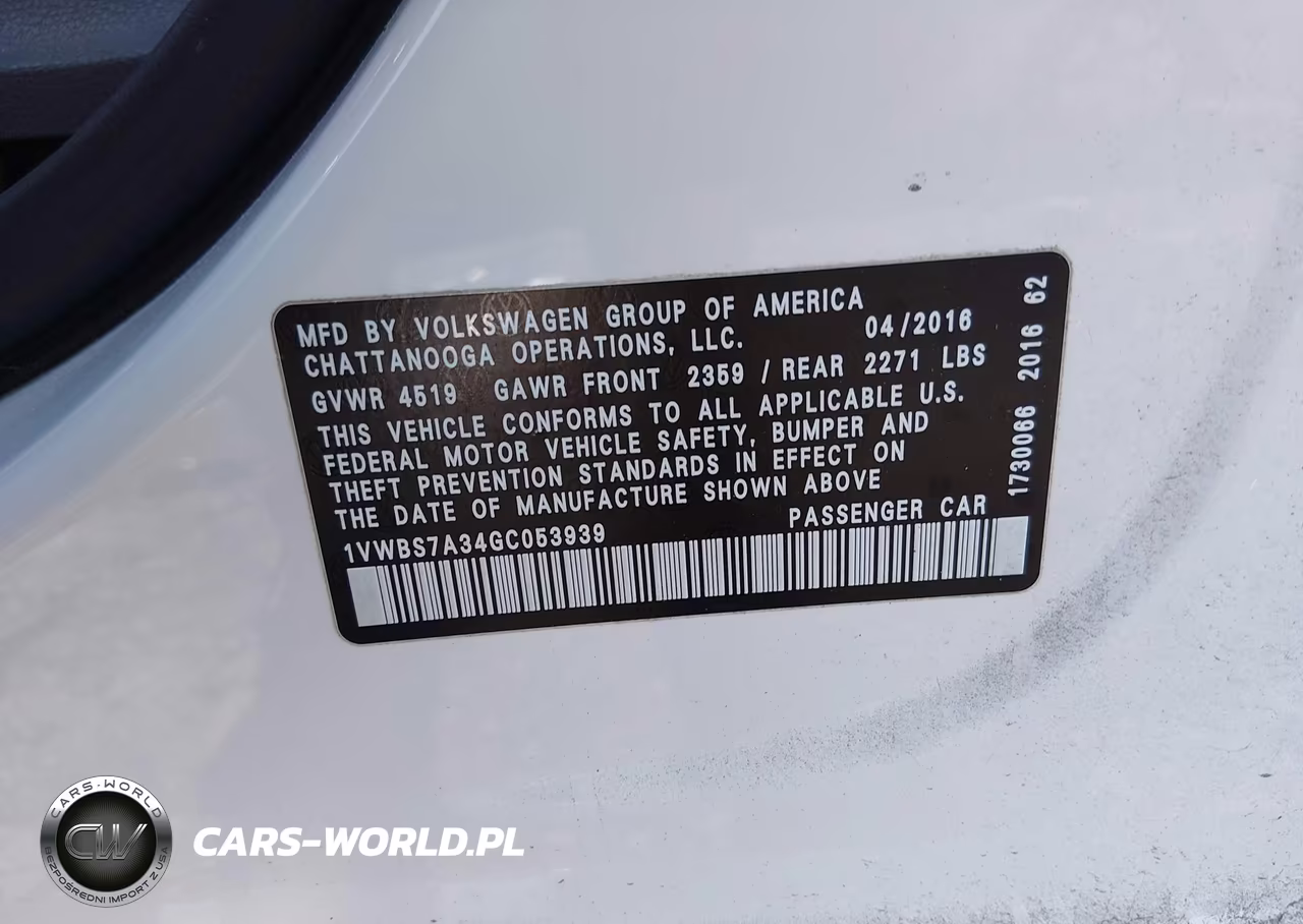 2016 Volkswagen Passat 1.8T Se VIN:1VWBS7A34GC053939 - 9