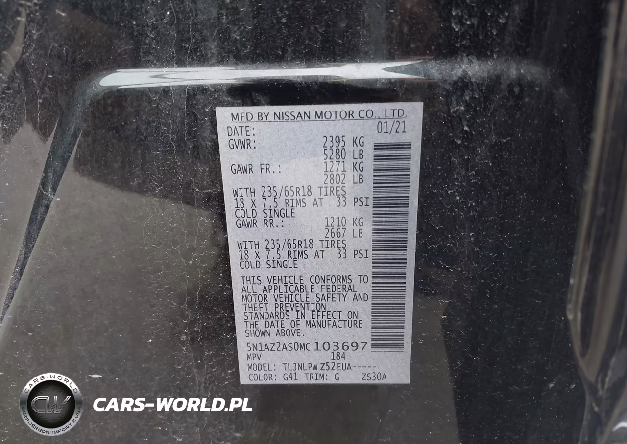 2021 Nissan Murano S Intelligent Awd VIN:5N1AZ2AS0MC103697 - 9