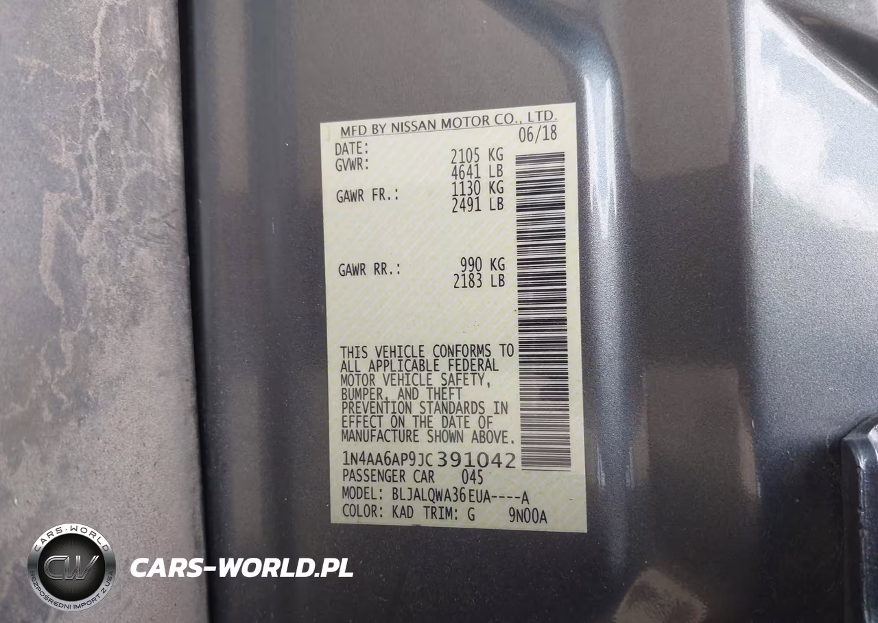 2018 Nissan Maxima 3.5 S VIN:1N4AA6AP9JC391042 - 9