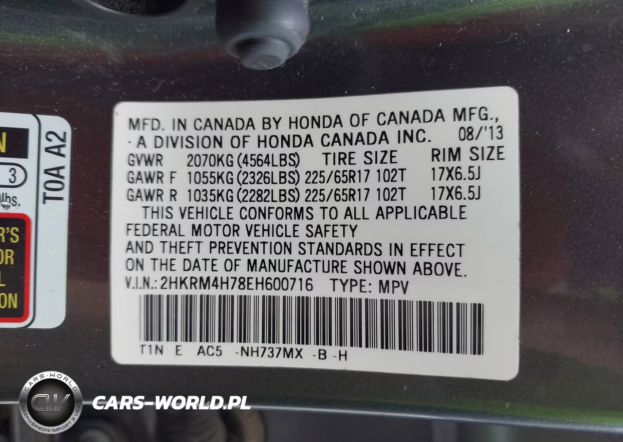 2014 Honda Cr-V Ex-L VIN:2HKRM4H78EH600716 - 9