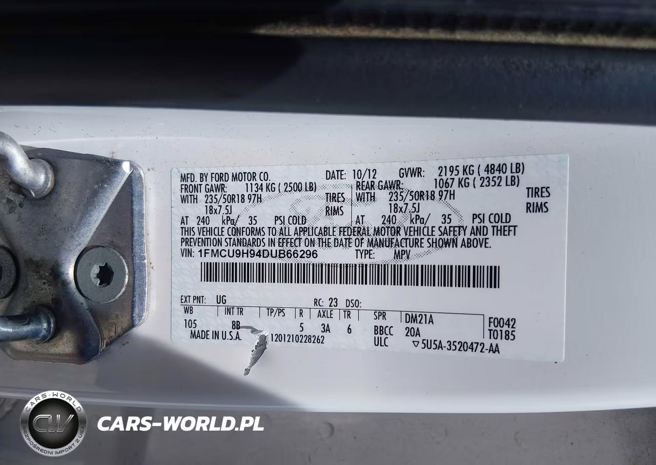 2013 Ford Escape Sel VIN:1FMCU9H94DUB66296 - 9