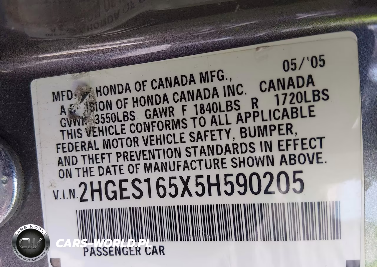 2005 Honda Civic Lx VIN:2HGES165X5H590205 - 9