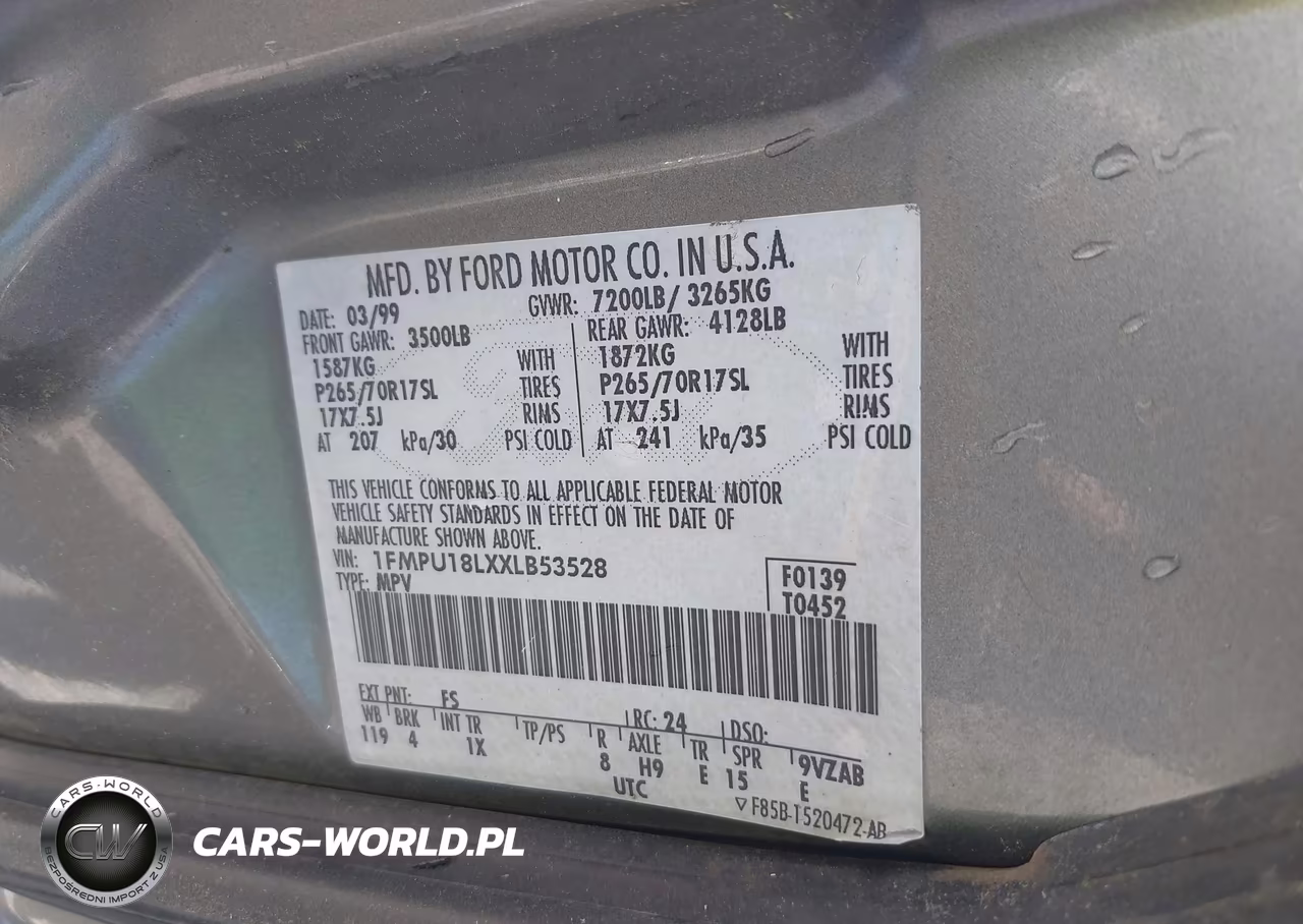 1999 Ford Expedition Eddie Bauer-Xlt VIN:1FMPU18LXXLB53528 - 9