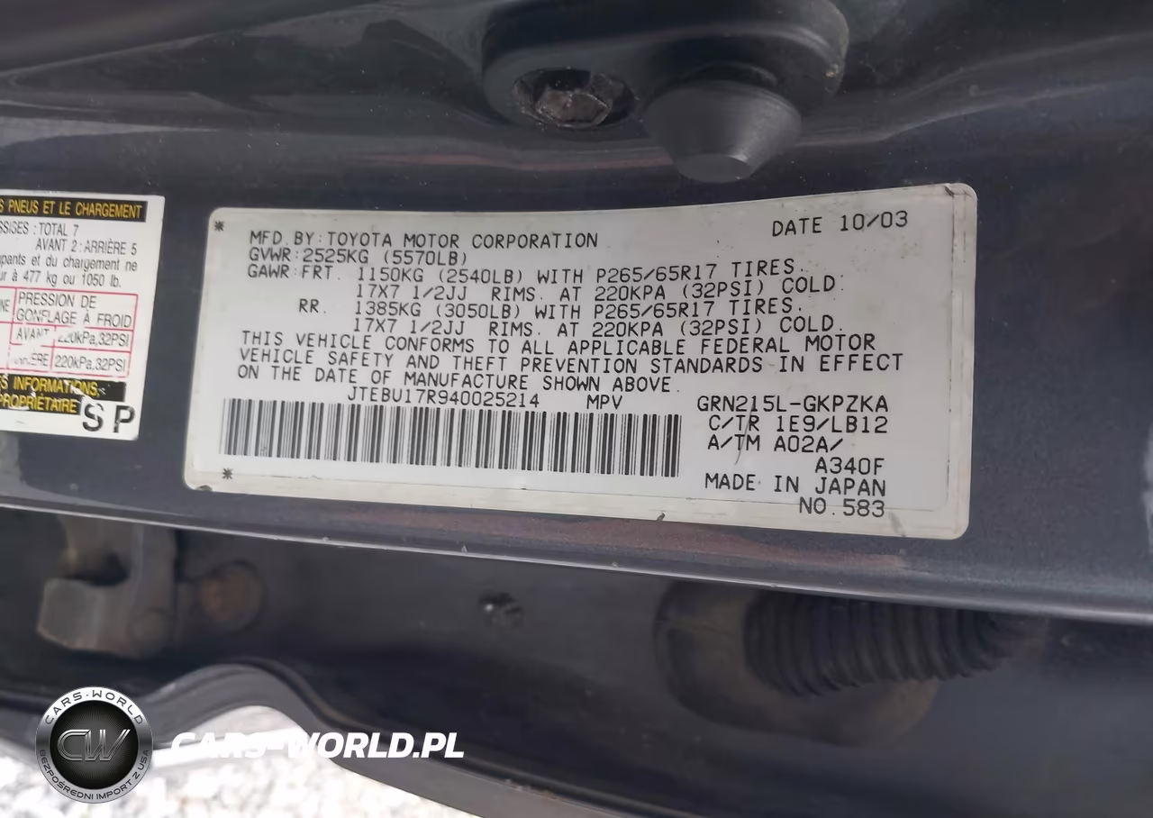 2004 Toyota 4Runner Limited V6 VIN:JTEBU17R940025214 - 9