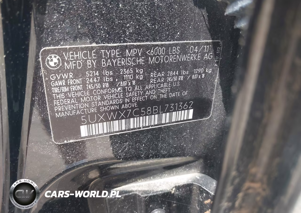 2011 BMW X3 xDrive35I VIN:5UXWX7C58BL731362 - 9