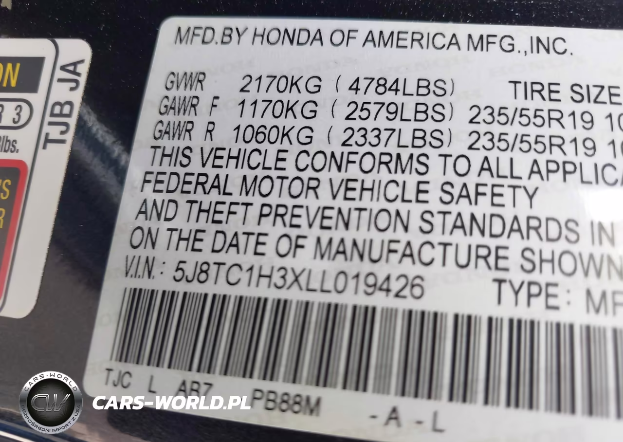 2020 Acura Rdx Standard VIN:5J8TC1H3XLL019426 - 9