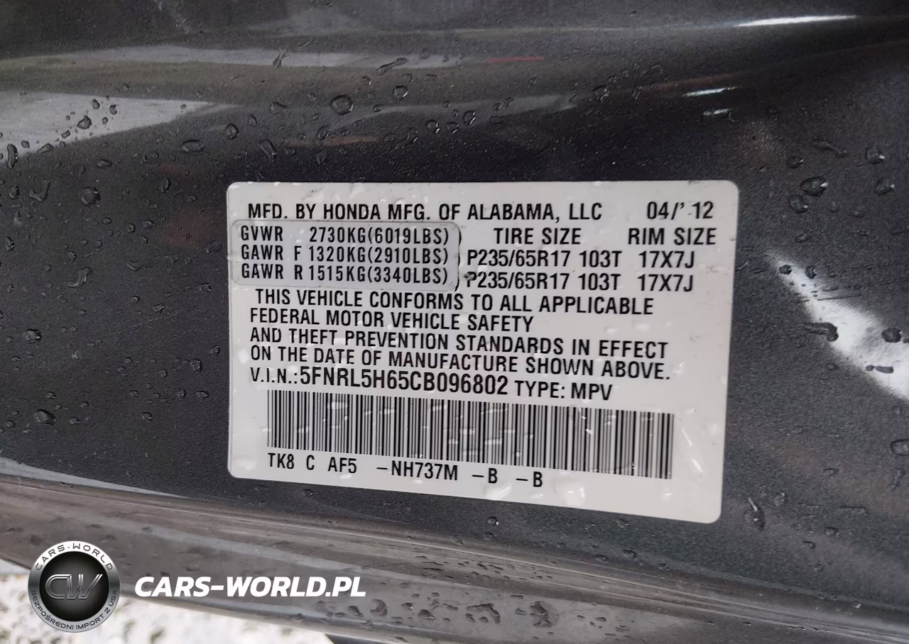 2012 Honda Odyssey Ex-L VIN:5FNRL5H65CB096802 - 9