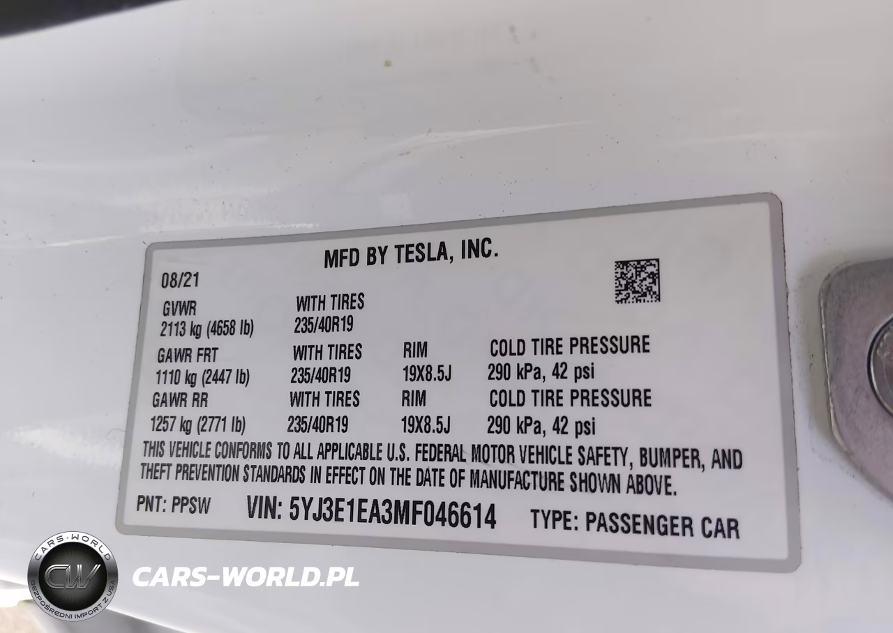 2021 Tesla Model 3 Standard Range Plus Rear-Wheel Drive VIN:5YJ3E1EA3MF046614 - 9