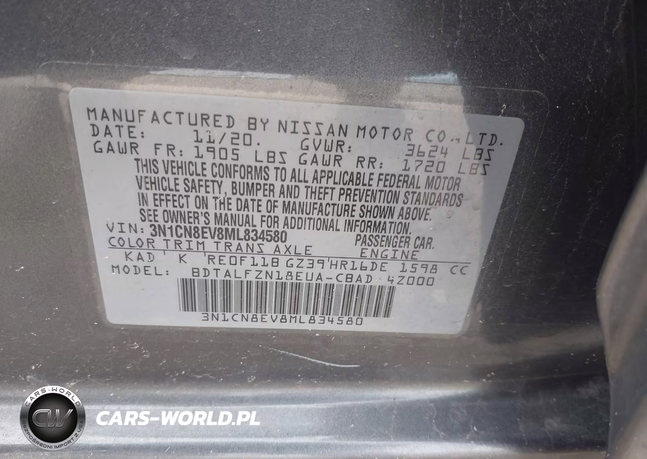 2021 Nissan Versa Sv Xtronic Cvt VIN:3N1CN8EV8ML834580 - 9