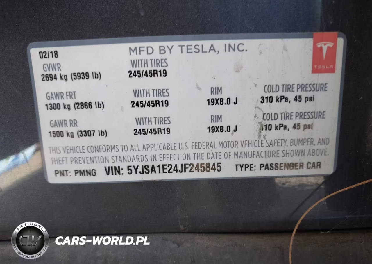2018 Tesla Model S 100D-75D-P100D VIN:5YJSA1E24JF245845 - 9