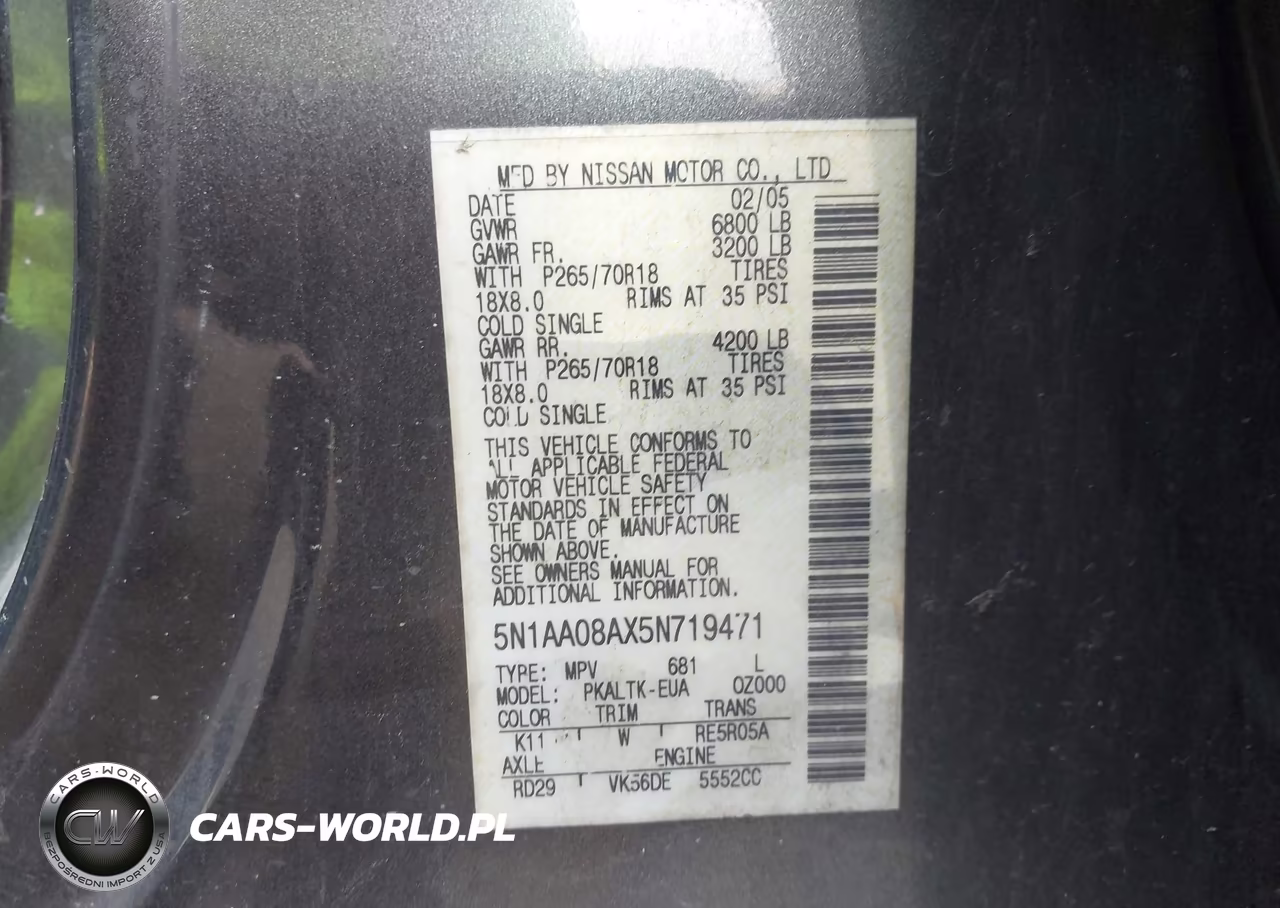 2005 Nissan Armada Se VIN:5N1AA08AX5N719471 - 9
