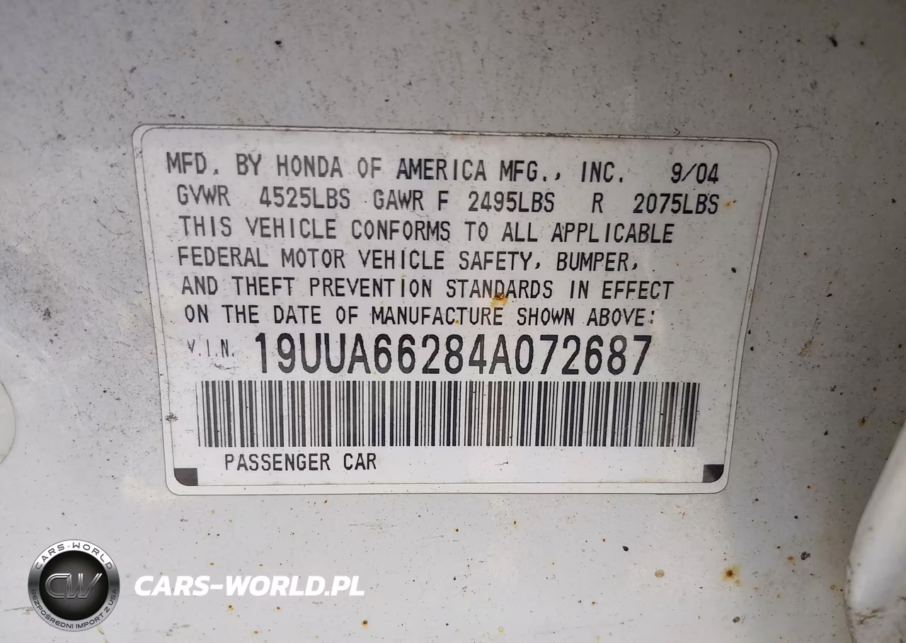 2004 Acura Tl VIN:19UUA66284A072687 - 9
