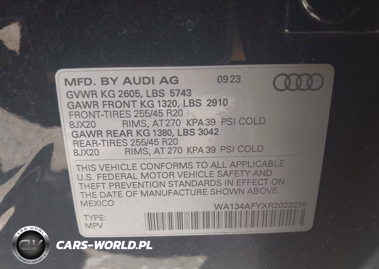 2024 Audi Sq5 Sportback Prestige Tfsi Quattro Tiptronic VIN:WA134AFYXR2022295 - 9