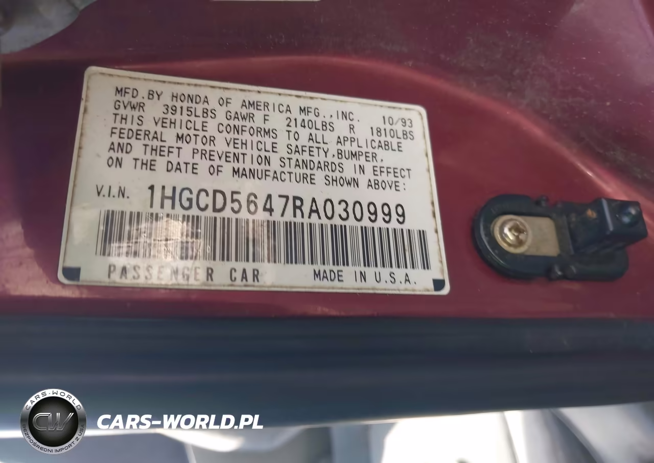 1994 Honda Accord Lx-Ex VIN:1HGCD5647RA030999 - 9