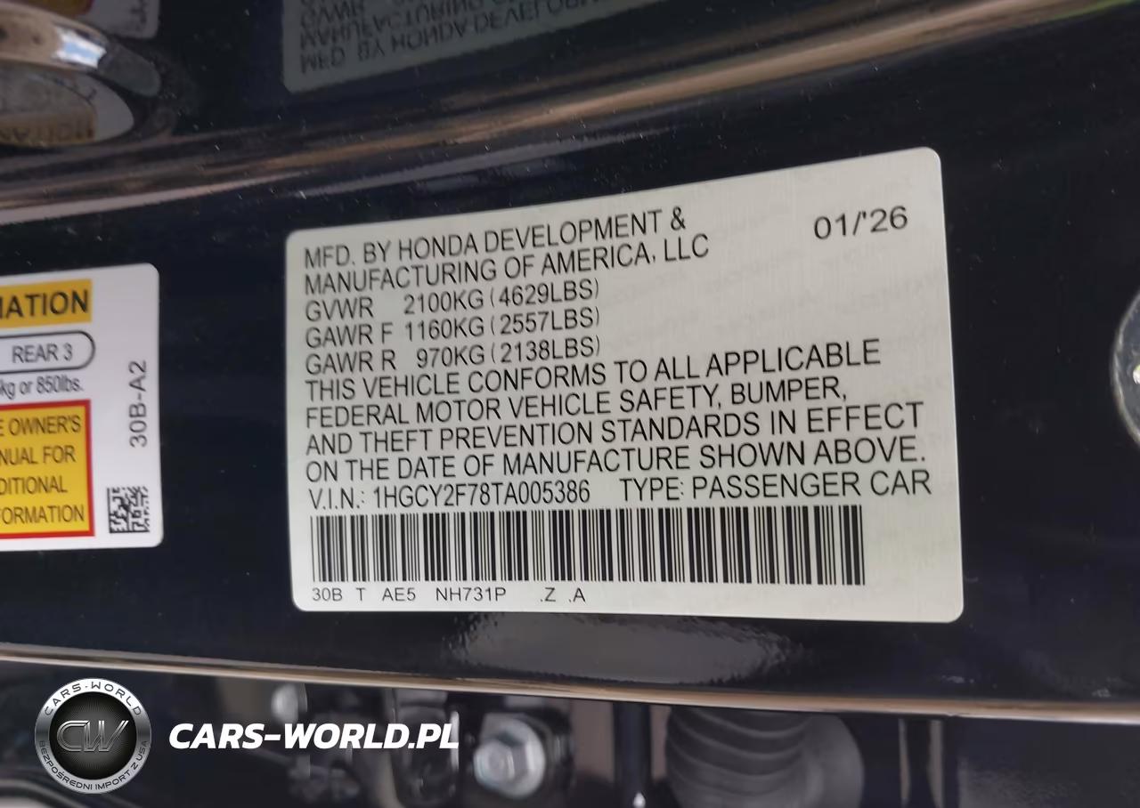 2026 Honda Accord Hybrid Sport-L VIN:1HGCY2F78TA005386 - 9