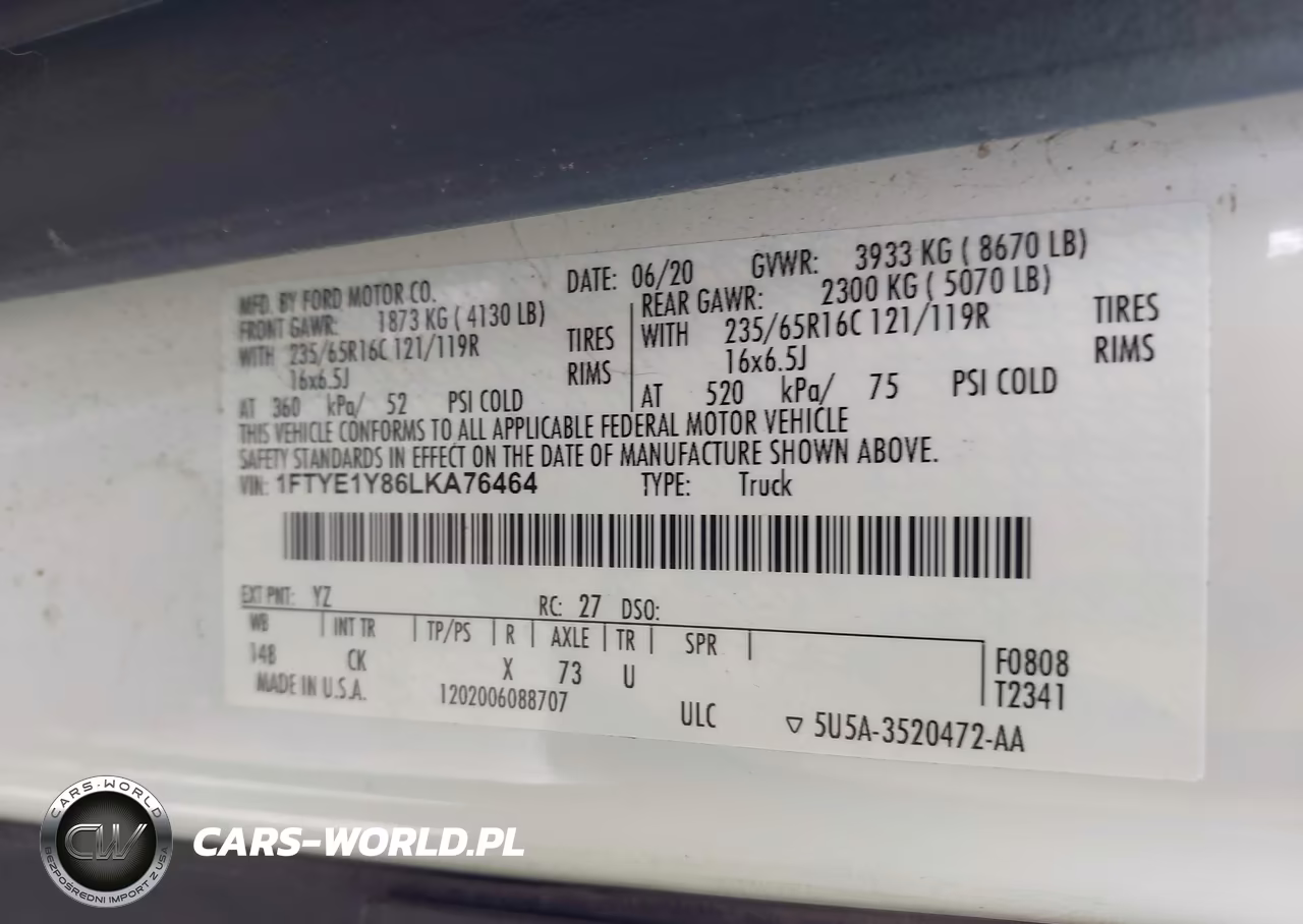 2020 Ford Transit-150 VIN:1FTYE1Y86LKA76464 - 9