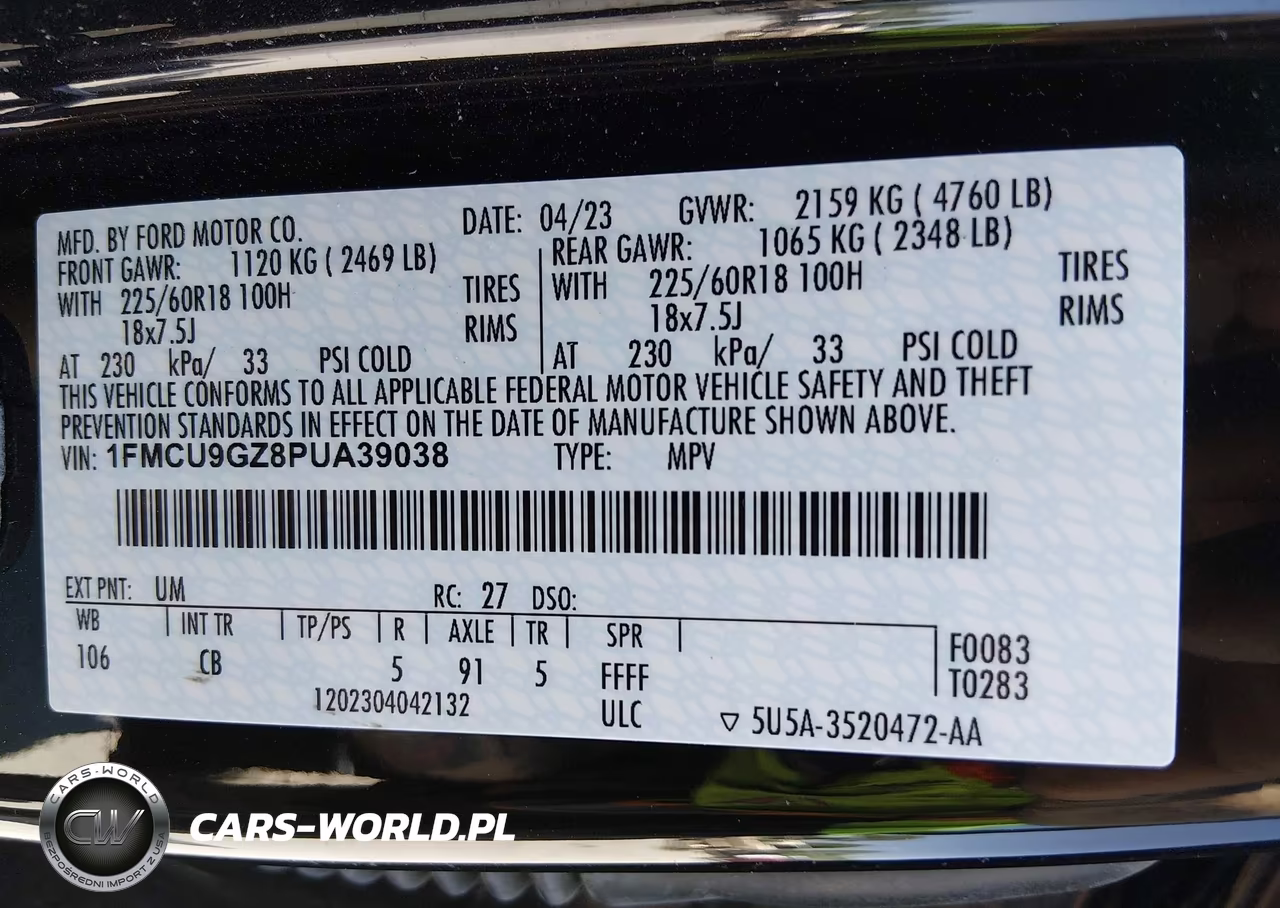 2023 Ford Escape Active VIN:1FMCU9GZ8PUA39038 - 9