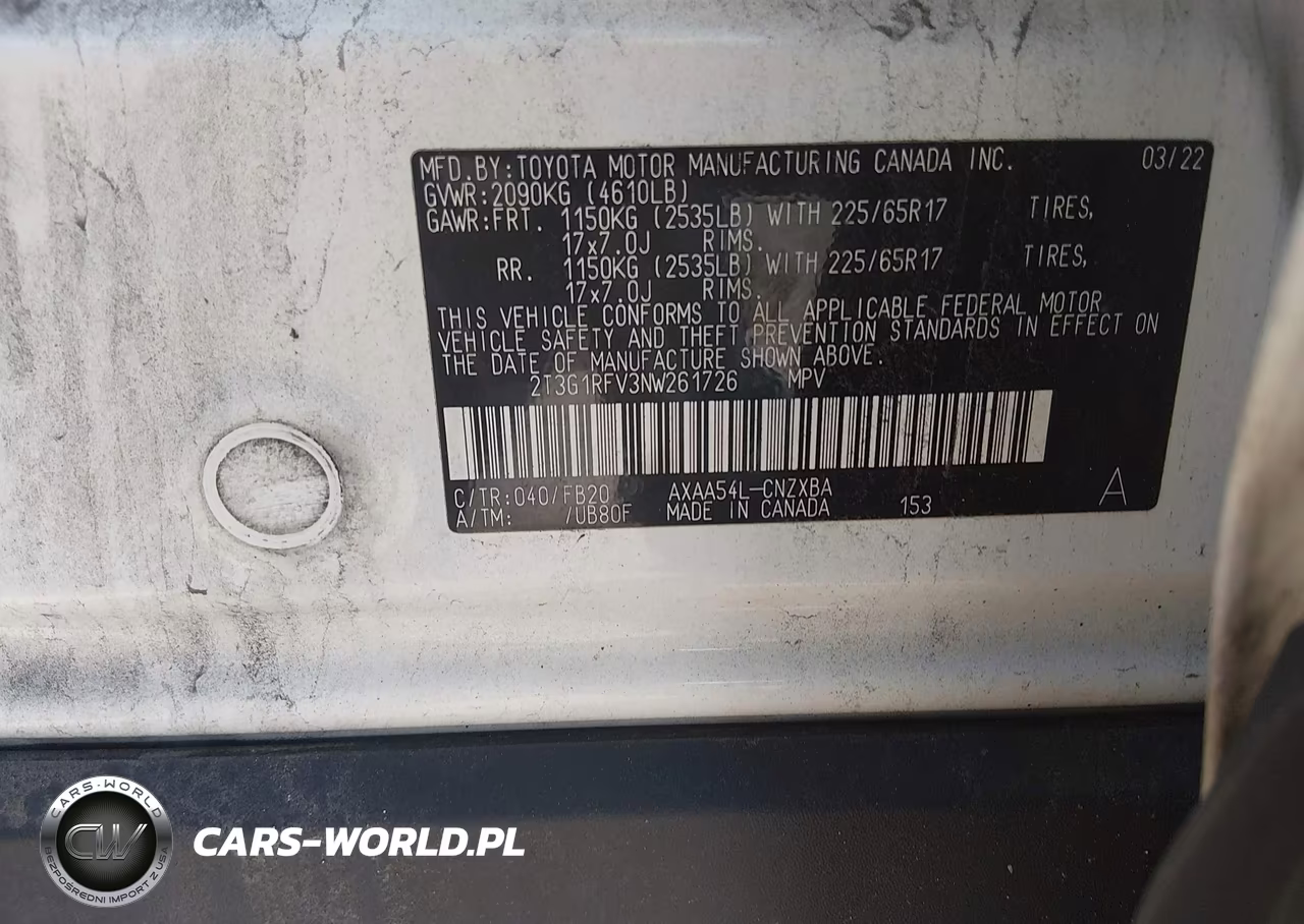 2022 Toyota Rav4 Le VIN:2T3G1RFV3NW261726 - 8